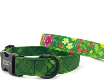 Green Dog Collar Personalized Gift For Dog Collar With Name Tag Dog Collar Girl and Boy Spring Dog Collar