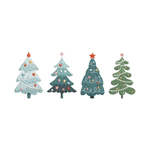 Christmas Tree Embroidery Design, Merry Christmas Embroidery Machine File, Digital Download