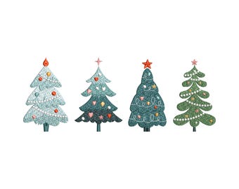 Christmas Tree Embroidery Design, Merry Christmas Embroidery Machine File, Digital Download