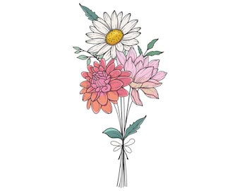 Custom Birth Flower Bouquet Tattoo Birth Month Flower Tattoo Family Custom Tattoo Grandma Garden Personalized Tattoo Design Digital Download