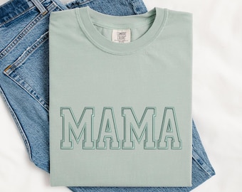 Camisa bordada para abuela Comfort Colors® personalizada, camisa Gigi, regalo para la abuela, camisa Nana, nuevo regalo para la abuela, bloque universitario bordado para la abuela