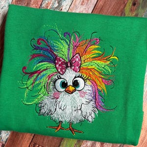 Motif de broderie drôle de poulet fou, fichier de broderie Machine poulet mignon, motif de broderie automne, 4 tailles, téléchargement immédiat