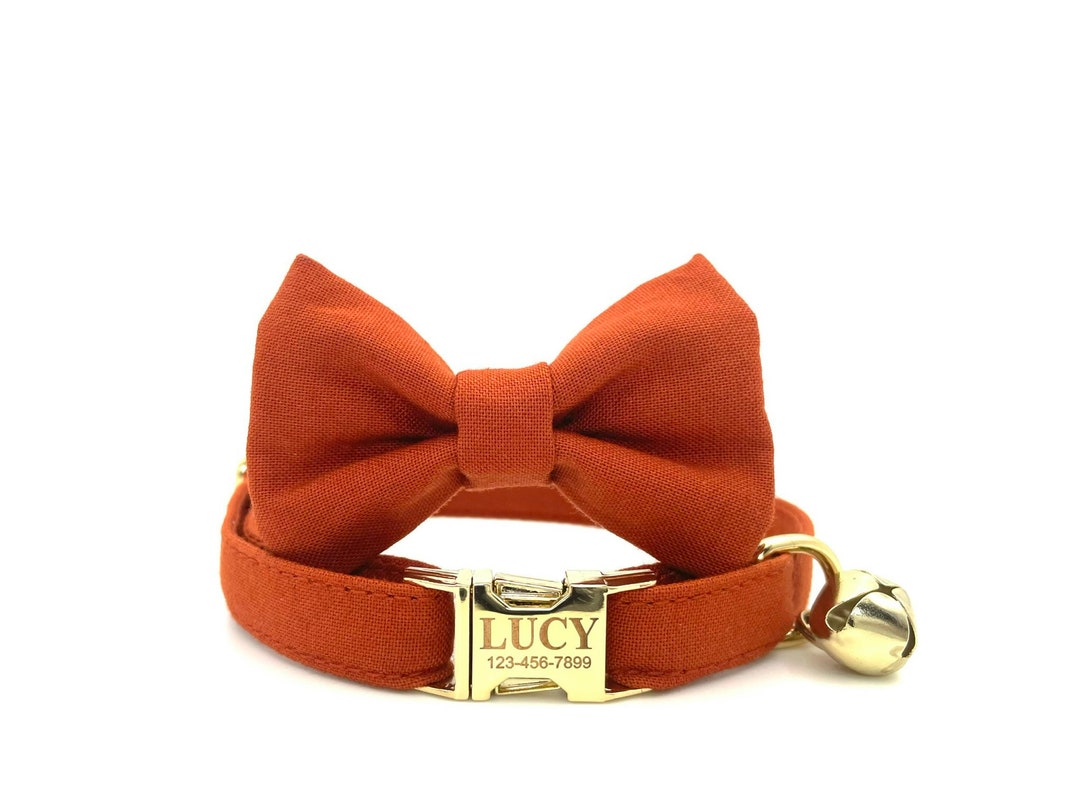Orange Cat Collar Personalized Gift for Cat Collar Bowtie Cat Collar