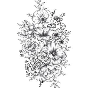 Benutzerdefinierte Geburt Blumenstrauß Tattoo Geburtsmonat Blumen Tattoo Familie benutzerdefinierte Tattoo Oma Garten personalisierte Tattoo Design digitaler Download