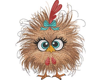 Funny Chicken Embroidery Design, Cute Chicken Machine Embroidery File, Fall Embroidery Design, 4 sizes, Instant Download
