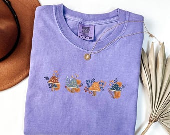 Embroidered Shirt Mushroom, Vintage Mushroom Tshirt, Gift For Her
