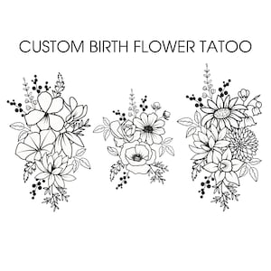 Custom Birth Month Flower, Birth Flower Custom Tattoo, Family Bouquet Design, Custom Tattoo Design, Birthday Flower Tattoo Digital Download