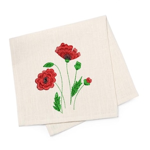 Red Poppy Flower Embroidery Design , Flower Machine Embroidery File, Instant Download, Wildflower Floral Pattern - 7 Sizes