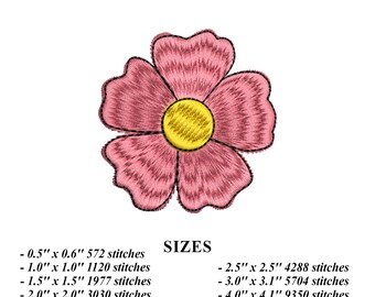 Mini Pink Flower Embroidery Design, Small Floral Machine Embroidery File, Cute Stitch Pattern in 9 Sizes,Instant Download