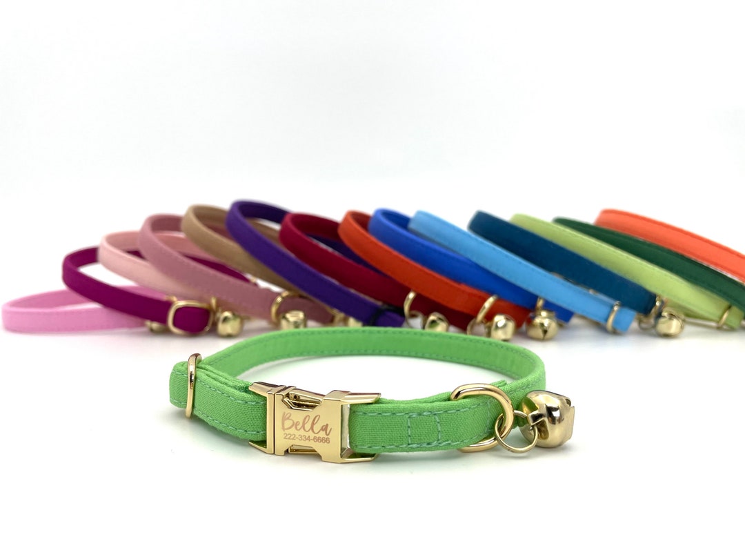 Cat Collar Engraved Name Tag, Small Dog Collar, Solid Cat Collar