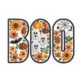 BOO Embroidery Design, Floral Halloween Letters with Ghosts, Pumpkins and Fall Flowers for Machine Embroider, Digital Download, 9 sizes product logo