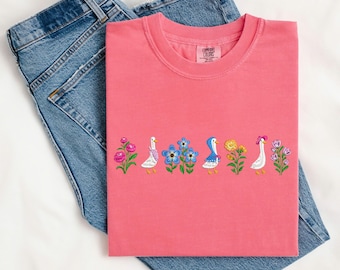 Silly Goose Shirt Embroidered Comfort Colors Cute Goose Tshirt Funny Shirt Embroidered Crewneck Goose Christmas Gift Funny Goose Gift