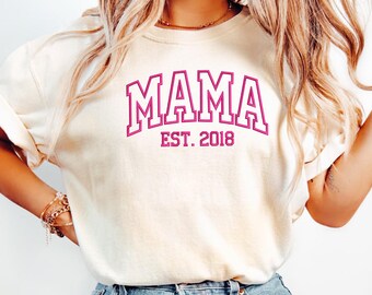 Comfort Colors® Embroidered Gigi Shirt, Mama Shirt, Gift for Mom, Mother's Day Gift, New Mom Gift, Embroidered Mom, Gift For Dad
