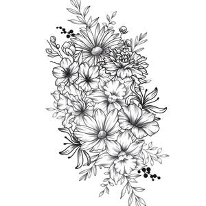 Personalized Birth Flower Bouquet Tattoo Birth Month Flower Tattoo Family Custom Tattoo Grandma Garden Tattoo Design Digital Download