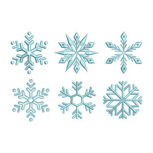 Conjunto de 6 flocos de neve de Natal para bordado à máquina, mini floco de neve delicado de Natal congelado, feriado de inverno, download digital