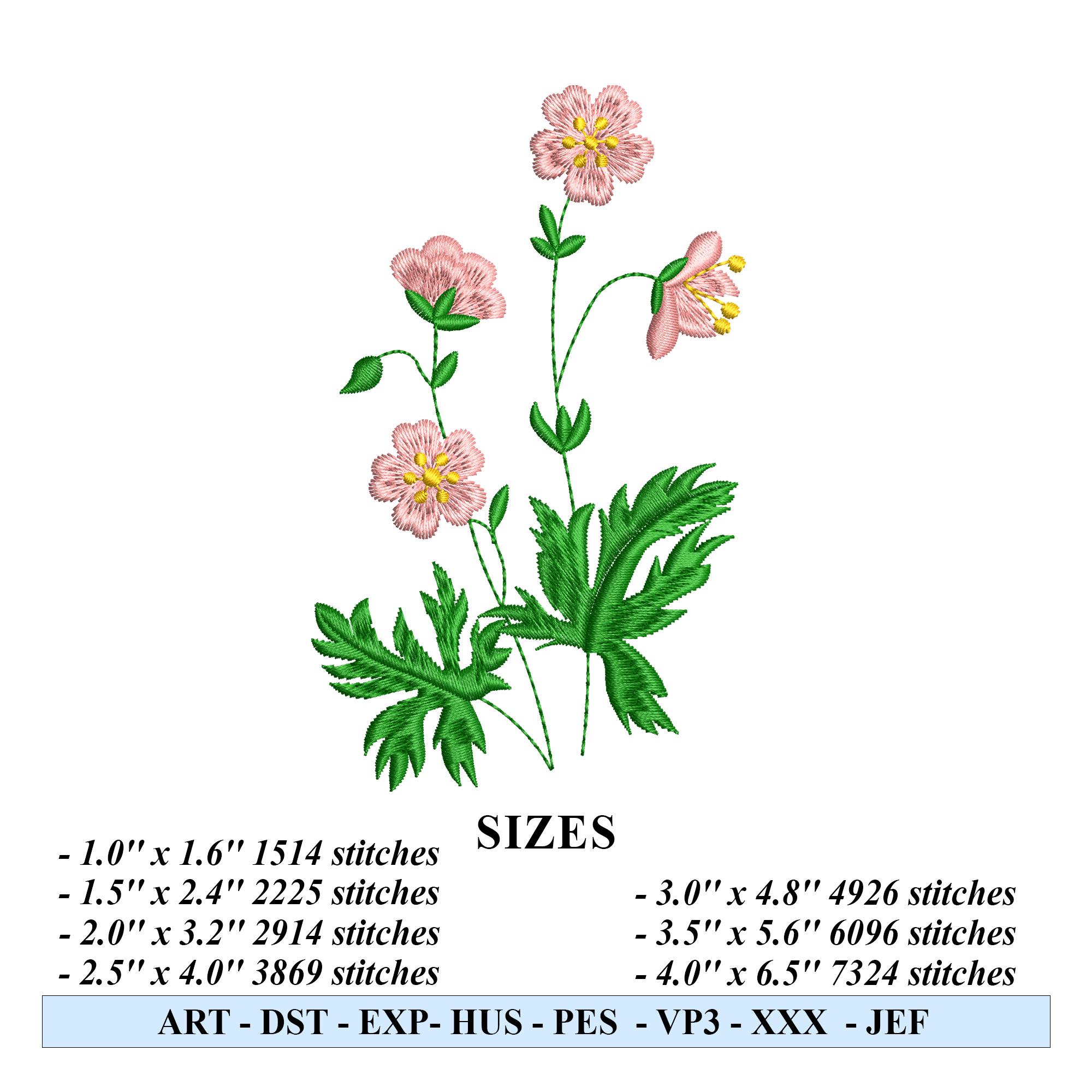 5 Mini Flowers Machine Embroidery Designs Set of 5, Mini Floral Designs ...