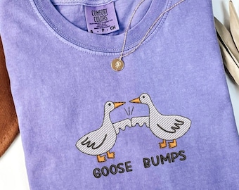 Custom Goose Tshirt Embroidered Goose Embroidered T-shirt  Funny Shirt- Comfort Colors Tee, Unisex Tshirt, MADE IN USA