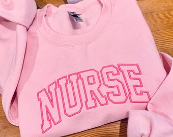 Embroidered NURSE Athletic Gemma Sweatshirt, Nurse Pullover, Gift for Grad, New Nurse Gift, Nurse Tee Nurse Shirt Embroidered Gift For Nurse