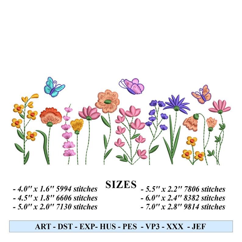 Wildflowers Machine Embroidery Design, Floral Embroidery File, Machine ...