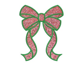 Sweater met strikapplicatie op de zijkant borduurontwerp, kerststrik appliqué borduurbestand, instant download, strikappliqué