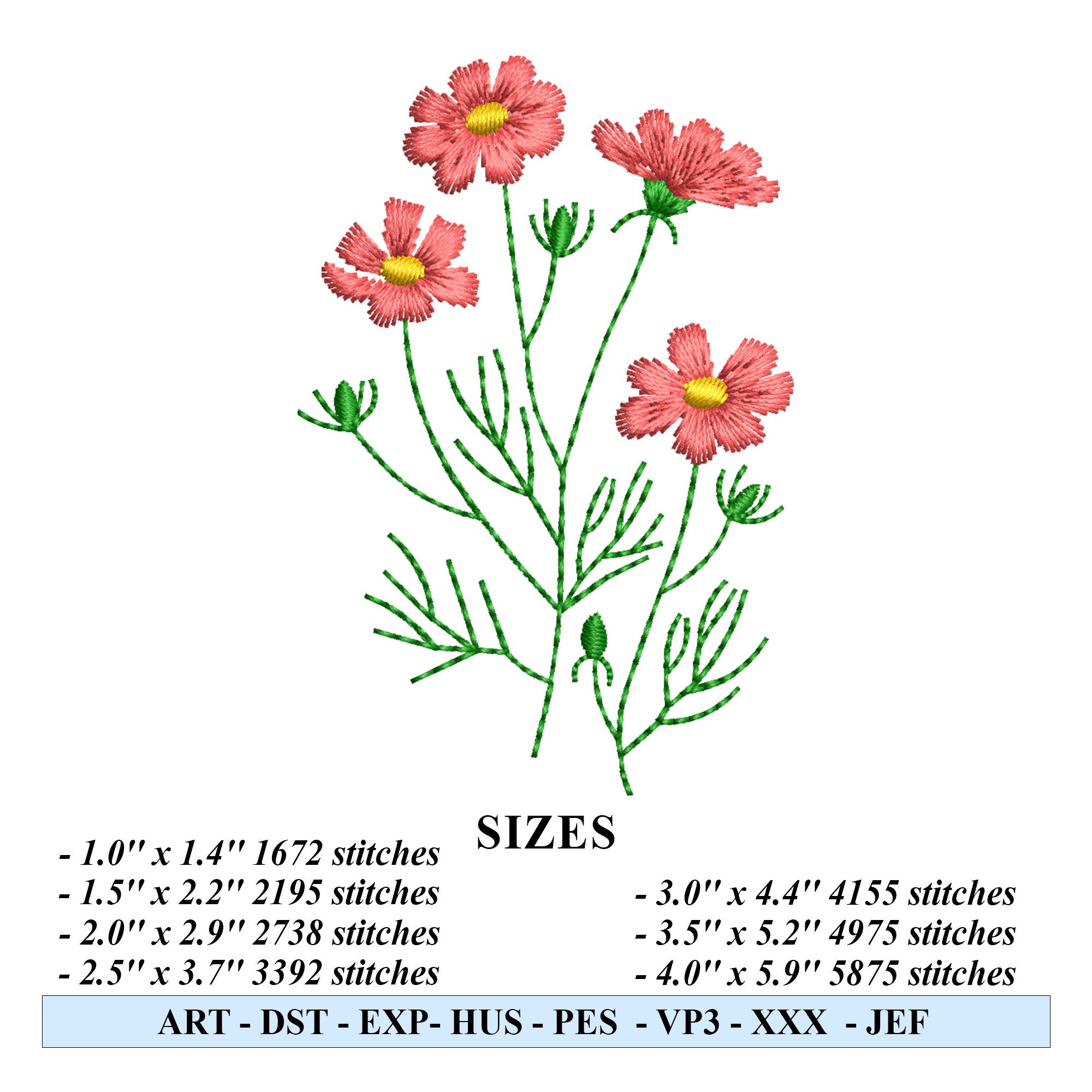 Mini Wildflower Embroidery Design | Botanical Floral Machine Embroidery ...