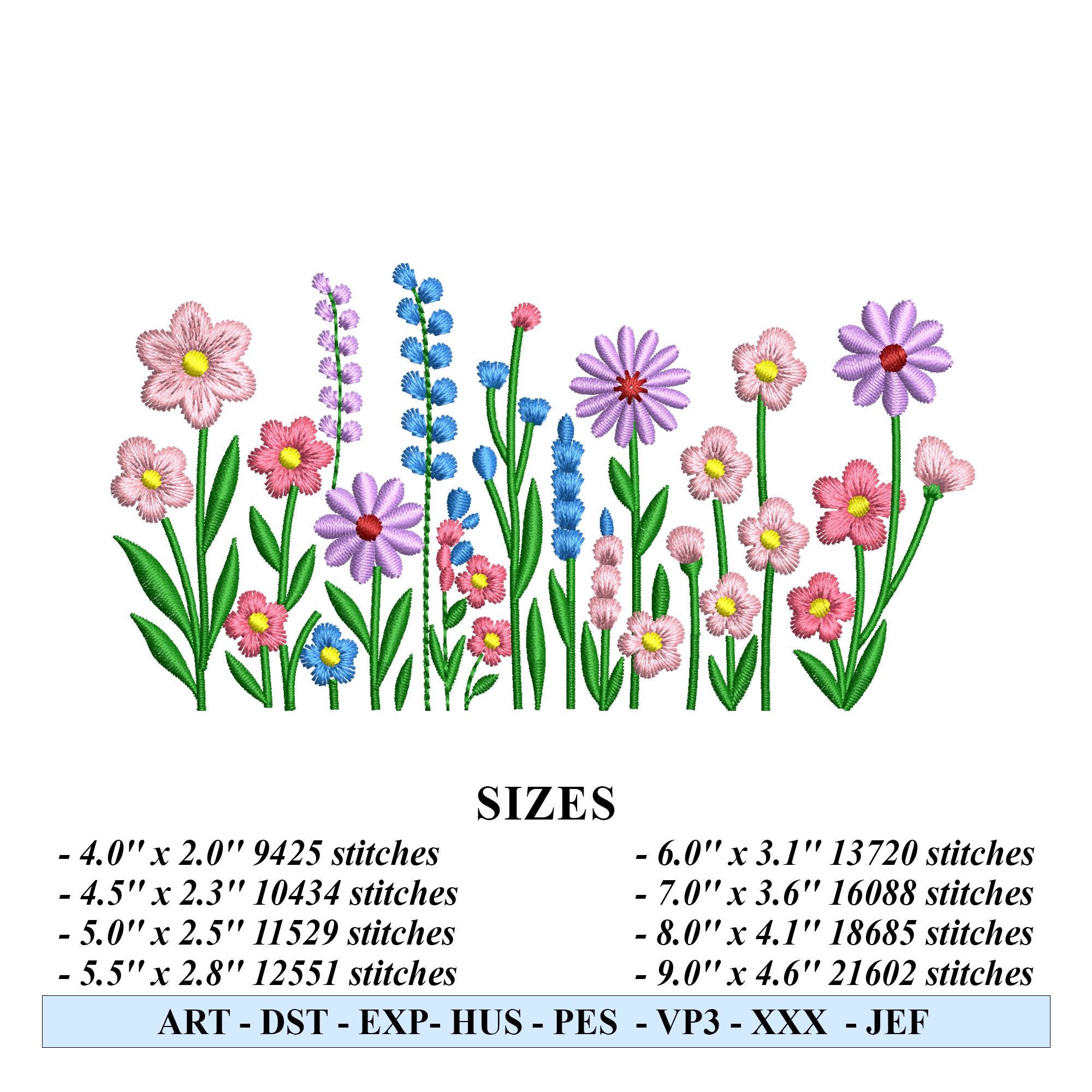 Wildflowers Machine Embroidery Design, Floral Embroidery File, Summer ...