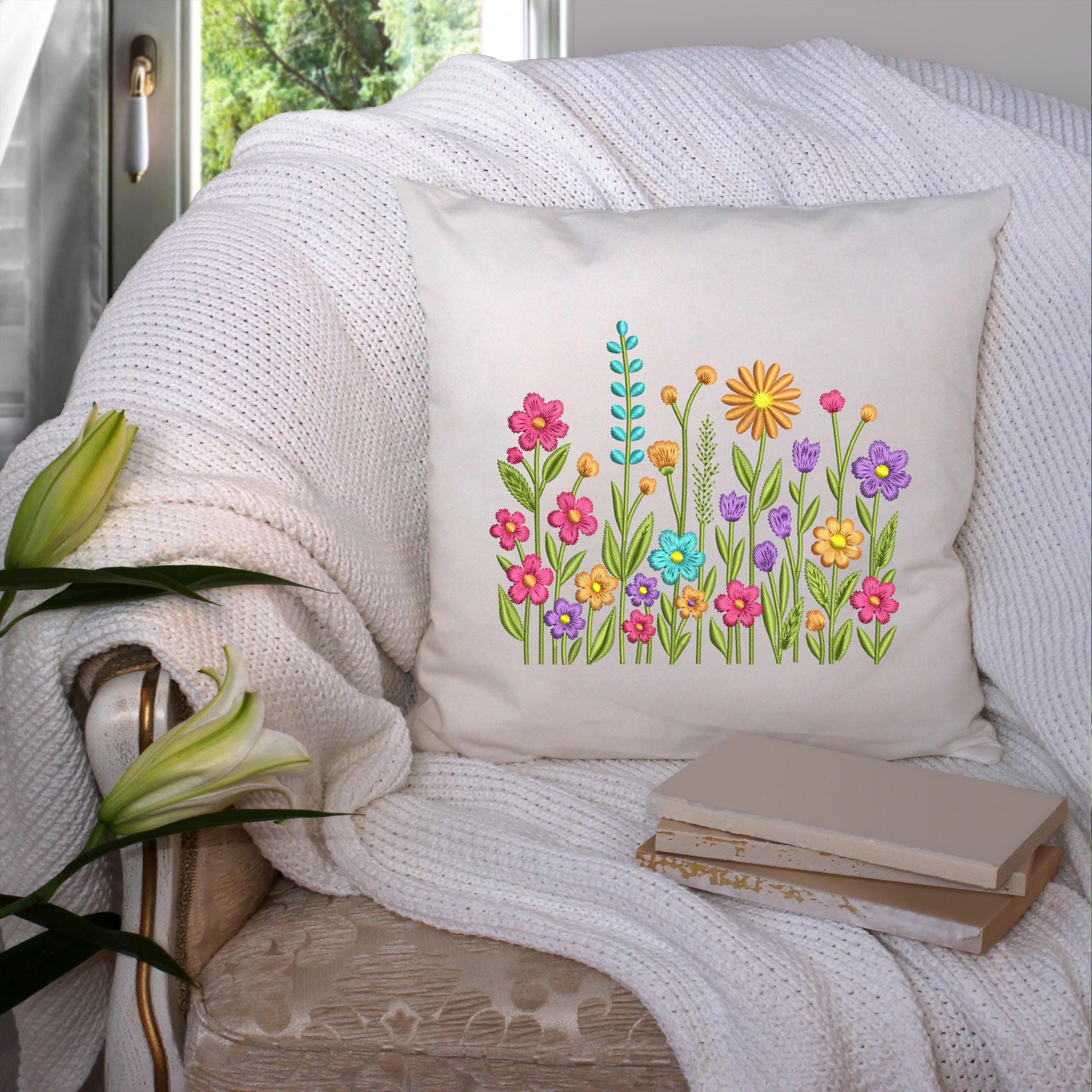 Wildflower Embroidery Design, Floral Machine Embroidery File, Summer ...