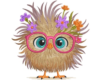 Funny Chicken Machine Embroidery, Crazy Chicken Embroidery Design, Whimsical Funny Chicken  Embroidery File,  8 Sizes, Instant Download
