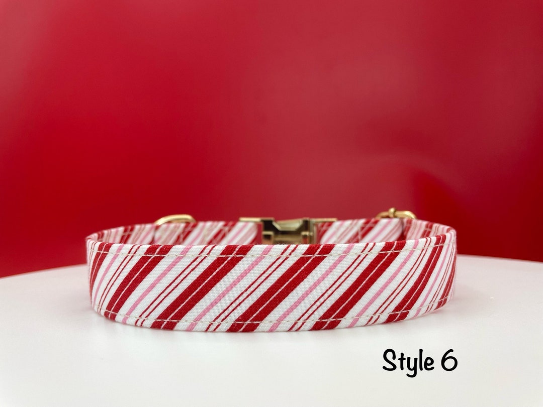Christmas Dog Collar, Cat Collar/ Red Stripes candy Candy Canes Red or