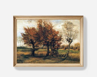 Vintage Autumn Landscape Painting, Vincent van Gogh Art, Vintage Tree Printing, Printable Wall Art, Digital Download, B35