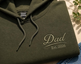 Personalized Dad Hoodie, Custom Grandpa Sweatshirt, Embroidered Husband Hoodie, Custom Family Hoodie, Est Year Hoodie, Christmas Gift