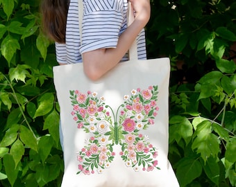 Floral Butterfly Machine Embroidery Design, Butterfly Embroidery File, Sewing Patch, Nature-Inspired Embroidery Pattern, Instant Download