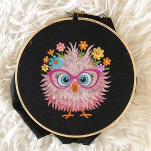 Floral Chicken Embroidery Funny Chicken Embroidery Design, Farmhouse Machine Embroidery File, Digital Download, 7 sizes