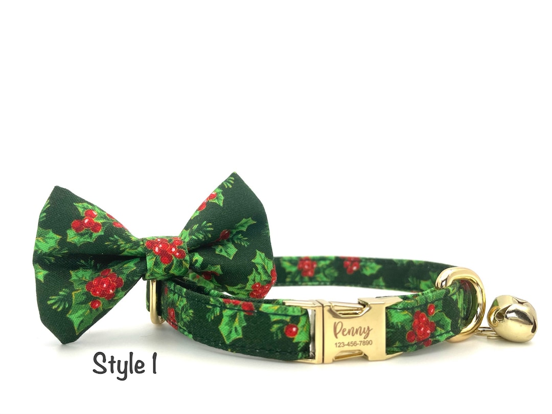 Christmas Cat Collar Personalized, Breakaway OR Nonbreakaway Cat