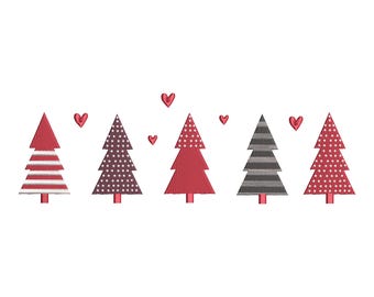 Christmas Tree Embroidery Design, Merry Christmas Embroidery Machine File, Digital Download