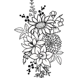 Aangepaste bloem geboortemaand, geboortebloem aangepaste tatoeage, familieboeketontwerp, aangepaste tattoo ontwerpcommissie, verjaardag bloem tattoo ontwerp afbeelding 2