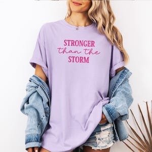 Comfort Colors Christian Shirt Embroidered Stronger Than The Storm Tshirt Christian Apparel, Faith-Based Inspirational, Christian Style Top