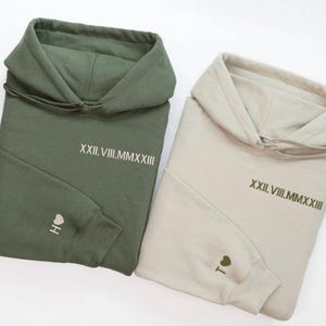 Custom Embroidered Roman Numeral Hoodie Gift for Couples Custom Wedding Date Personalized Wedding Gift Anniversary Gift for Her, MADE IN USA