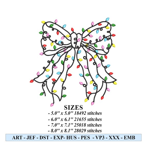 Christmas Light Bow Embroidery Designs Christmas Light Bow  