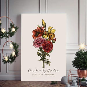 Custom Birth Flower Bouquet, Family Birth Month Tattoo Design, Up to 15 Flowers, Flower Bouquet Print, Floral Tattoo Design Digital Download
