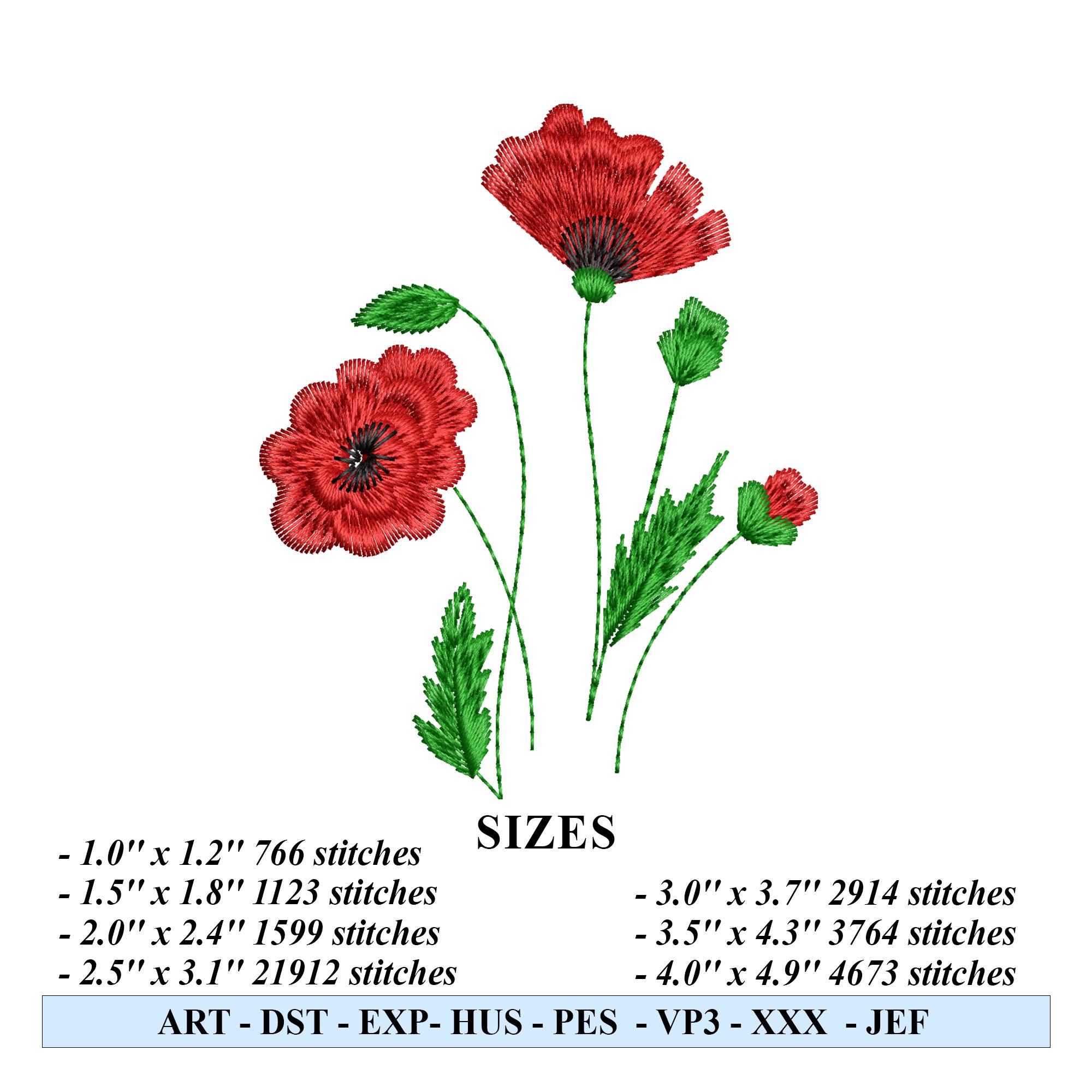 5 Mini Flowers Machine Embroidery Designs Set of 5, Mini Floral Designs ...