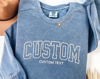 Comfort Colors Embroidered Sweatshirt, Custom Embroidery, Custom Sweatshirt, Maid Of Honor Outfit, Custom Embroidered, Made in USA
