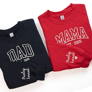 Custom Embroidered Sweatshirt Name On Sleeve With Heart, Grandpa Shirt With Date, Daddy Est Year Shirt, Gift For New Dad, Father&#39;s Day Gift