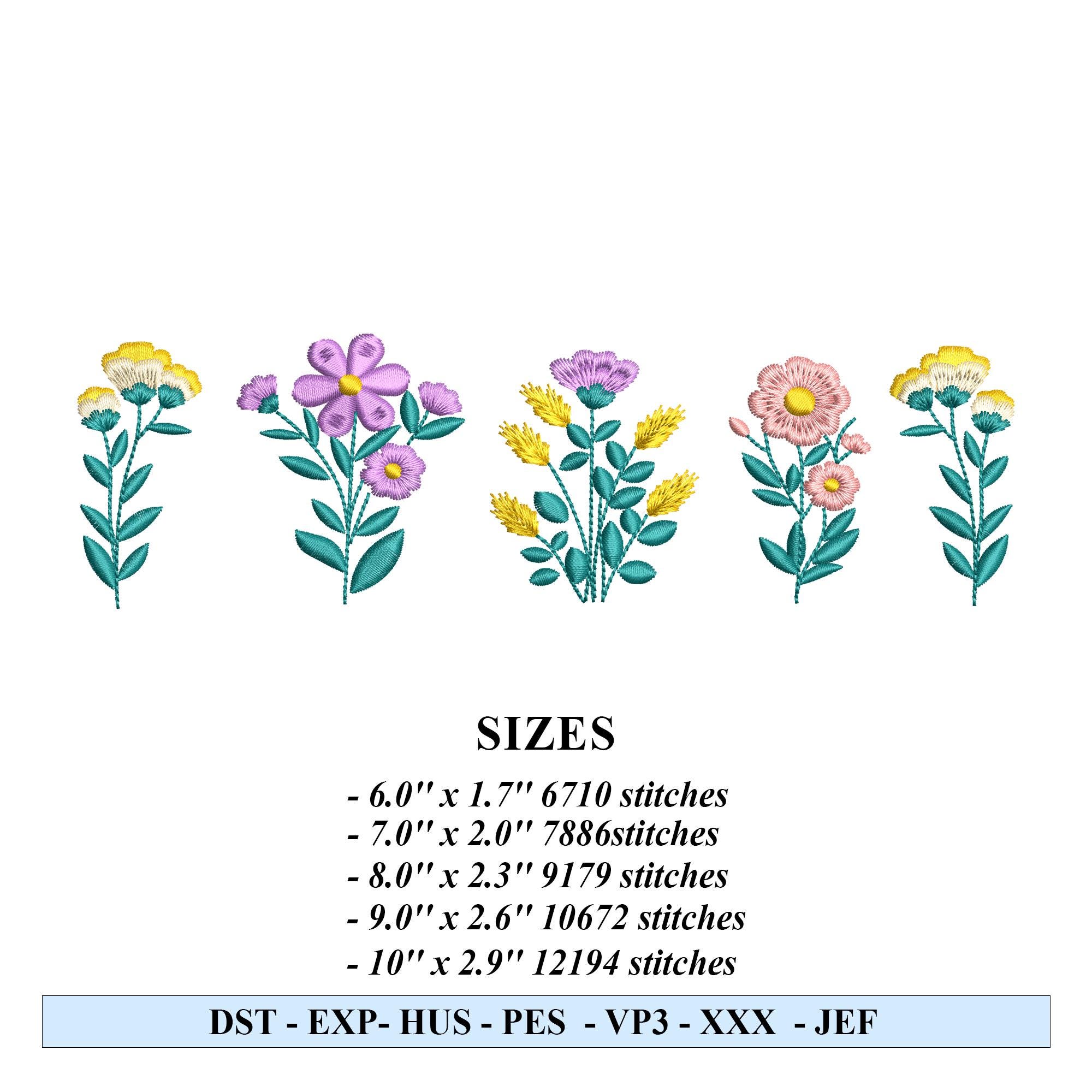 Floral Embroidery Pattern, Bundle Wildflower Meadow Machine Embroidery ...