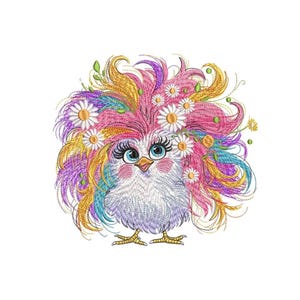 Diseño de bordado de pollo divertido, archivo de bordado a máquina de pollo lindo, diseño de vida en la granja, 3 tamaños, descarga instantánea, descarga digital