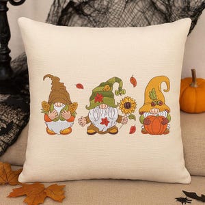 Fall Gnome with Pumpkin Embroidery Design, Gnomes with Autumn Leave Embroidery Design, Machine Embroidery Design, Digital Download, 4 Sizes