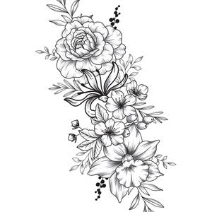 Custom Birth Flower Tattoo Birth Month Flower Tattoo Family Custom Tattoo Grandma Garden Personalized Tattoo Design Digital Download