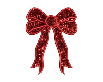 Side Bow Appliqué Embroidery Design, Christmas Side Bow Applique Sweatshirt Embroidery File, Instant Download, Bow Applique, 7 Sizes