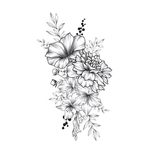 Custom Birth Flower Tattoo Birth Month Flower Tattoo Design Family Custom Tattoo Grandma Garden Personalized Tattoo Design Digital Download