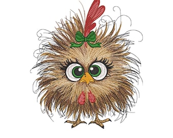Funny Crazy Chicken Embroidery Design, Cute Chicken Machine Embroidery File, Fall Embroidery Design, 4 sizes, Digital Download